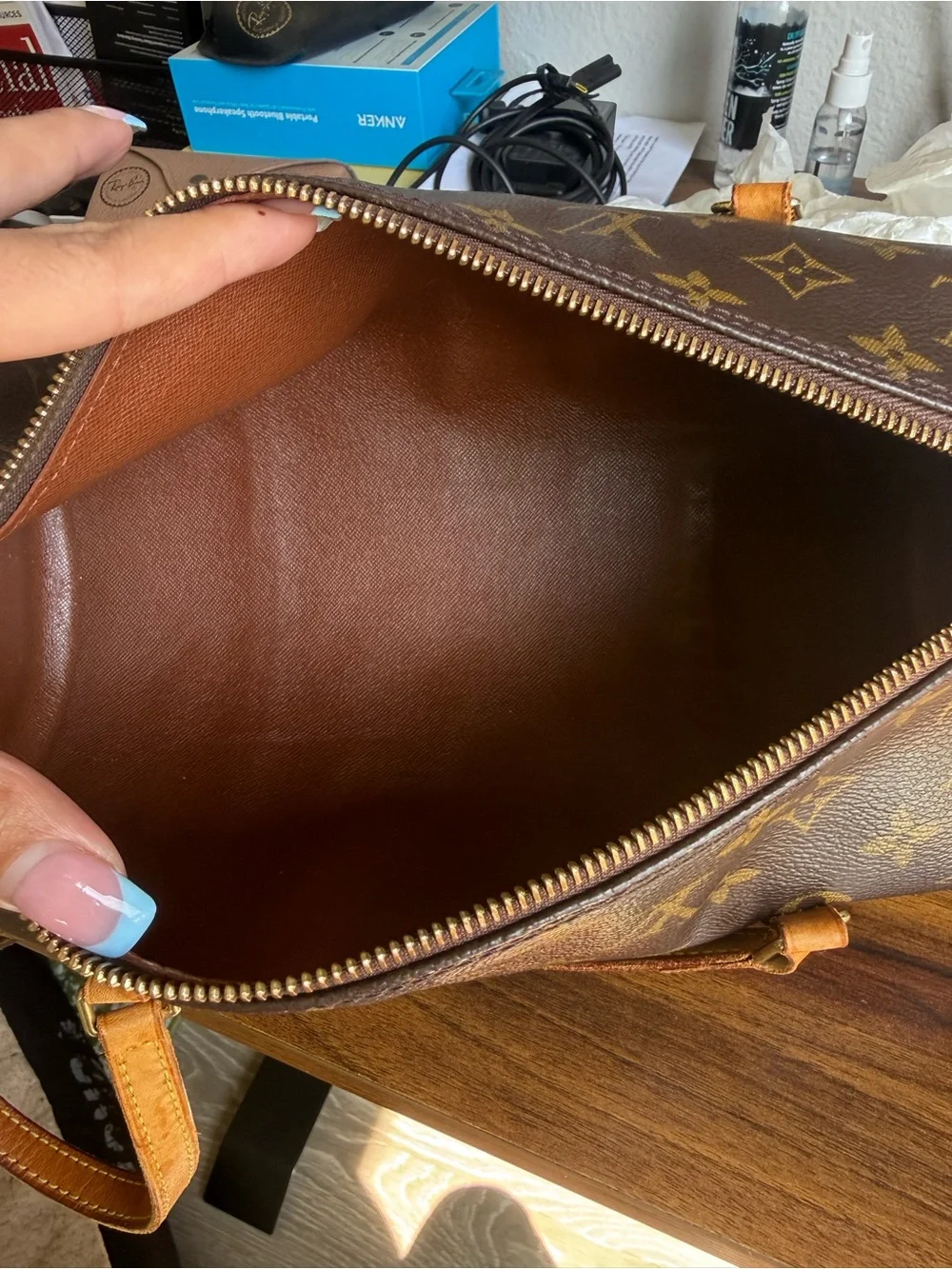 Louis Vuitton Brown Monogram Canvas Barrel Shoulder Bag with Tan Straps